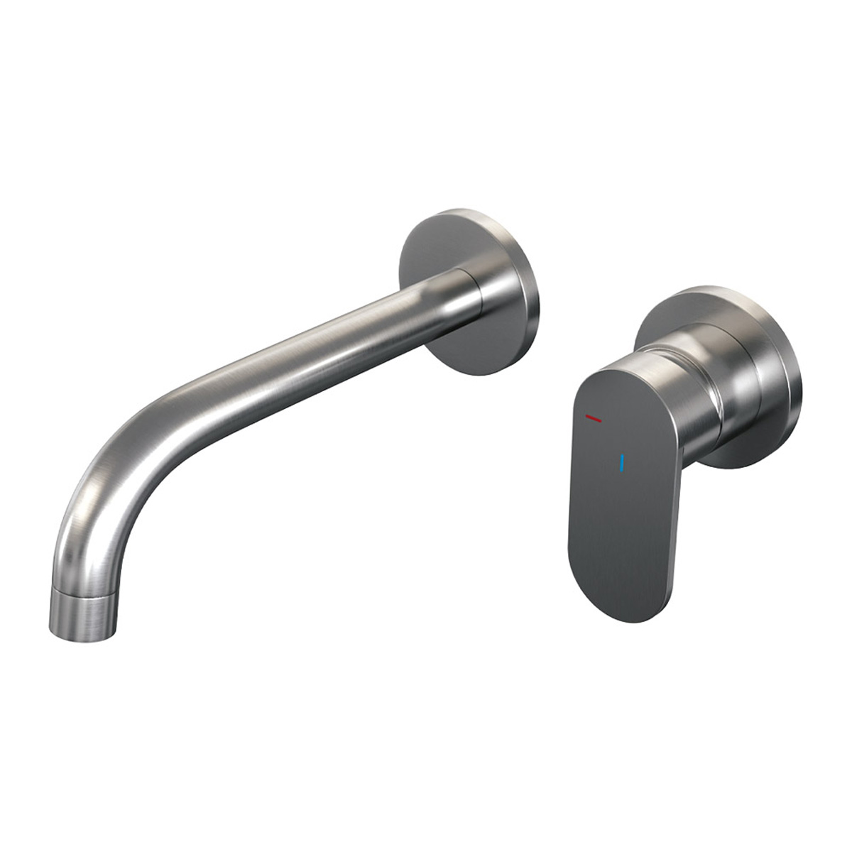 Brauer Brushed Edition ColdStart wastafelkraan inbouw gebogen uitloop en rozetten model C1 RVS geborsteld PVD