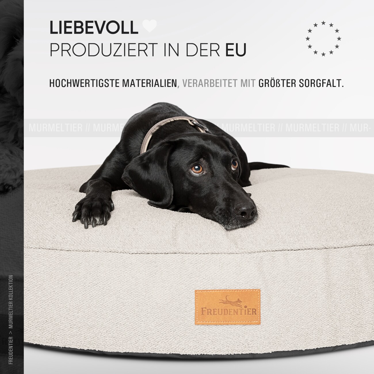 Freudentier kuscheliges Hundebett mit Memory Foam ⌀100cm hellgrau 1 m
