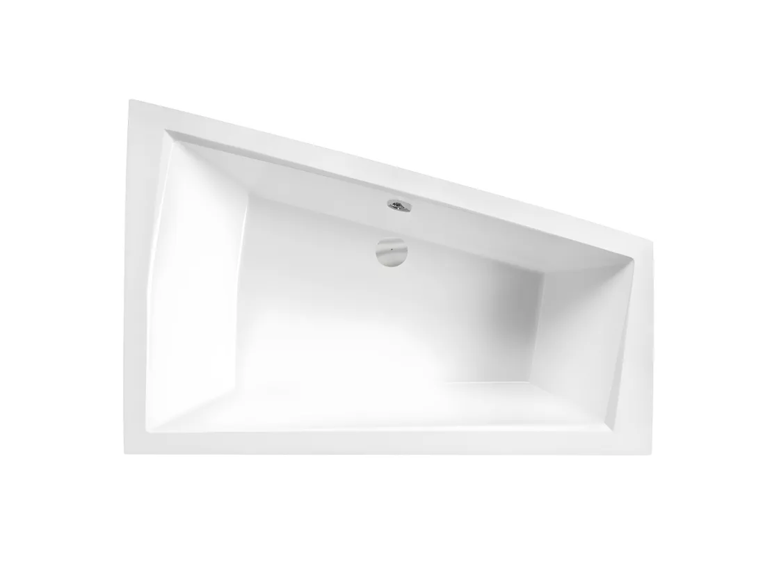 Baignoire asymétrique + tablier blanc + repose tête - INTIMA DUO - 170 x 125 cm - Gauche