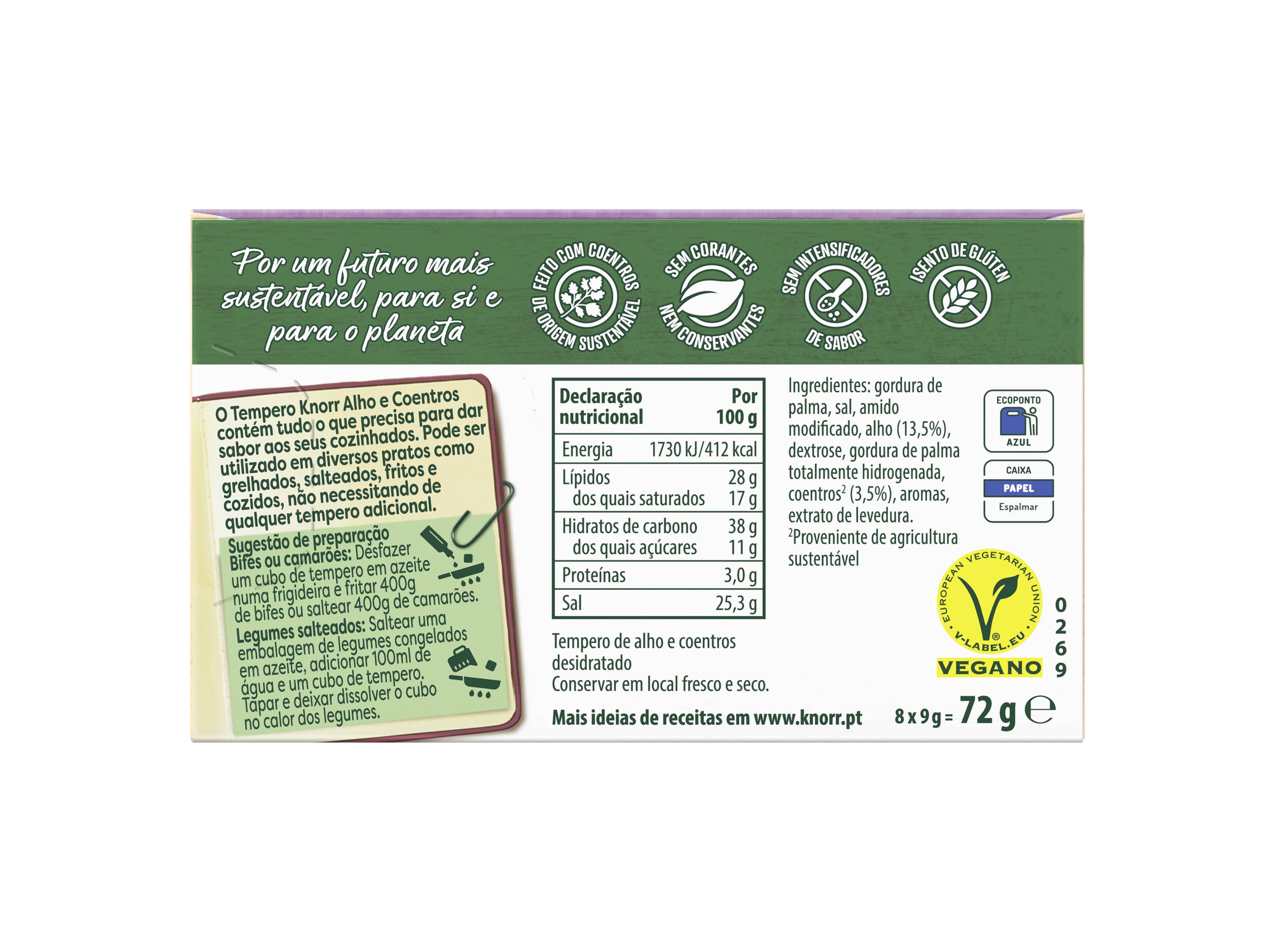 TEMPEROS KNORR ALHO E COENTROS 8CUBOS 72G