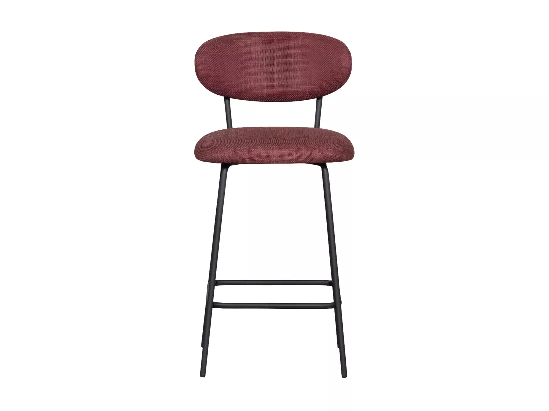 Kjeld - Lot de 2 chaises de bar en tissu et métal H66cm - Bordeaux