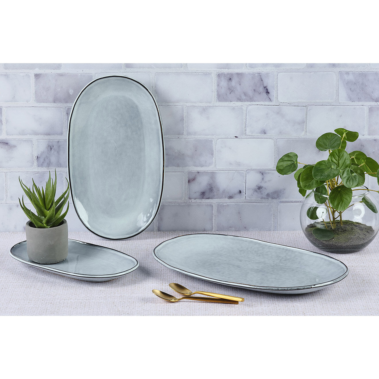 Bjorn 3 Plateaux de service Cloud gris clair - 26x15/31.5x18.5/36.5x21.5 cm