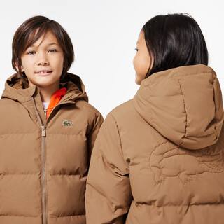 Doudoune à capuche avec crocodile au dos Manteaux & Blousons - Marron - Lacoste - Enfant