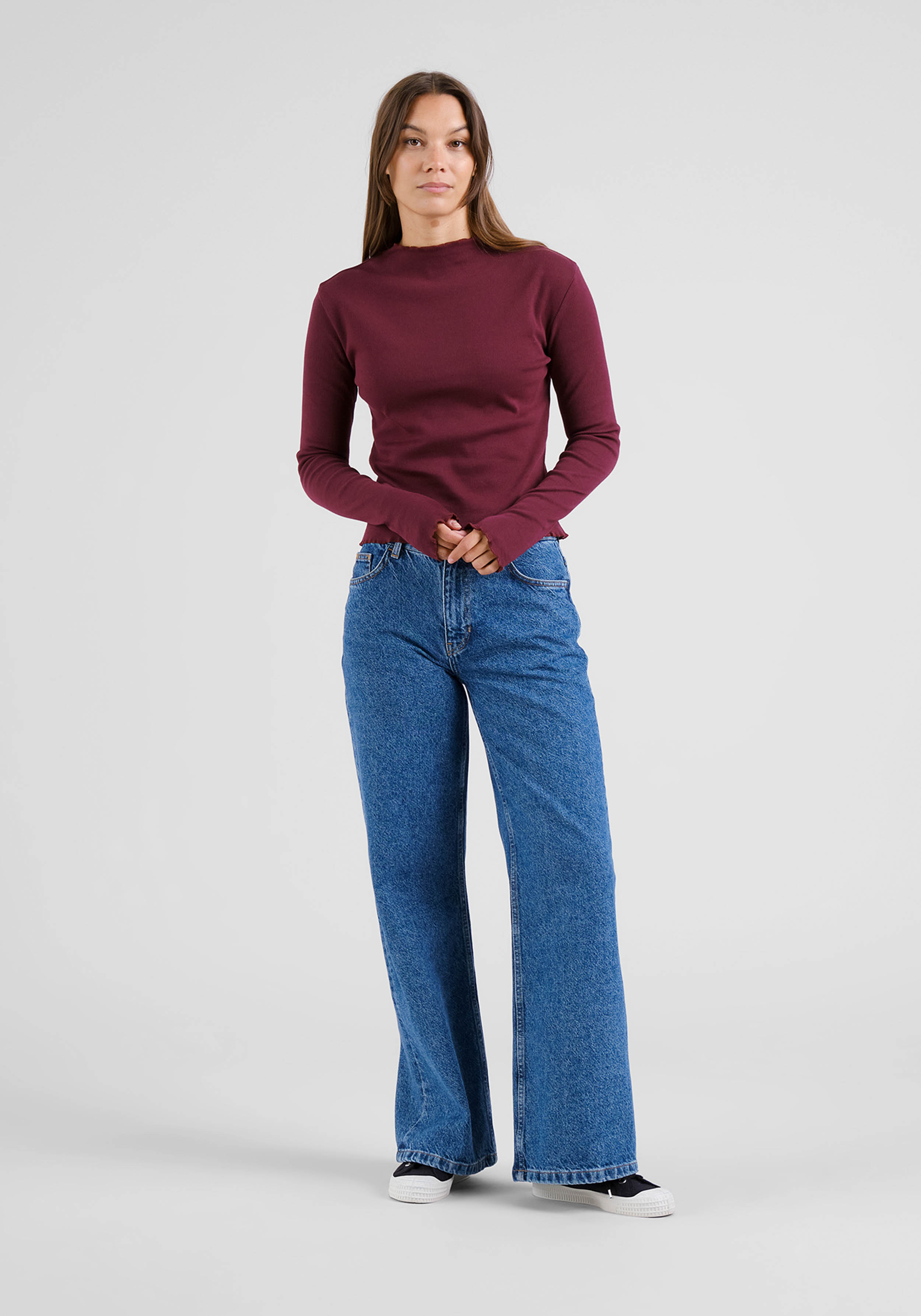 Dedicated Langarmshirt Ryd Rib Top Fig Red