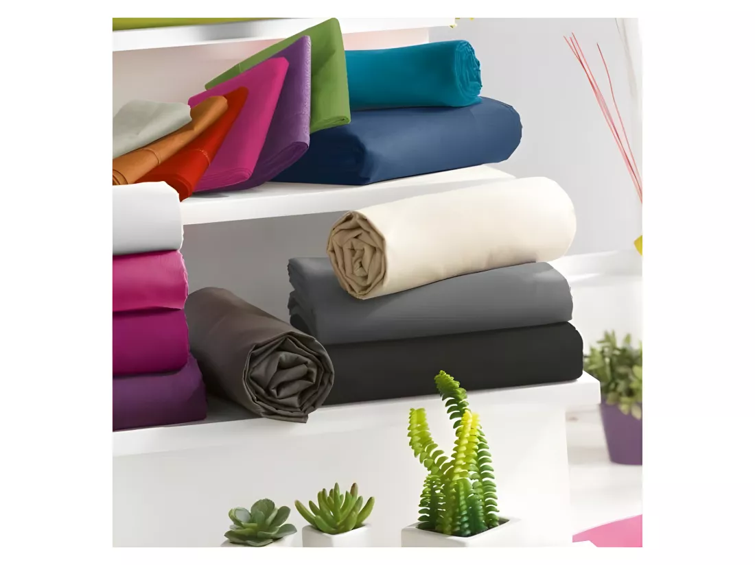 Drap housse 57 fils/cm² - Anis - 160 x 200 cm