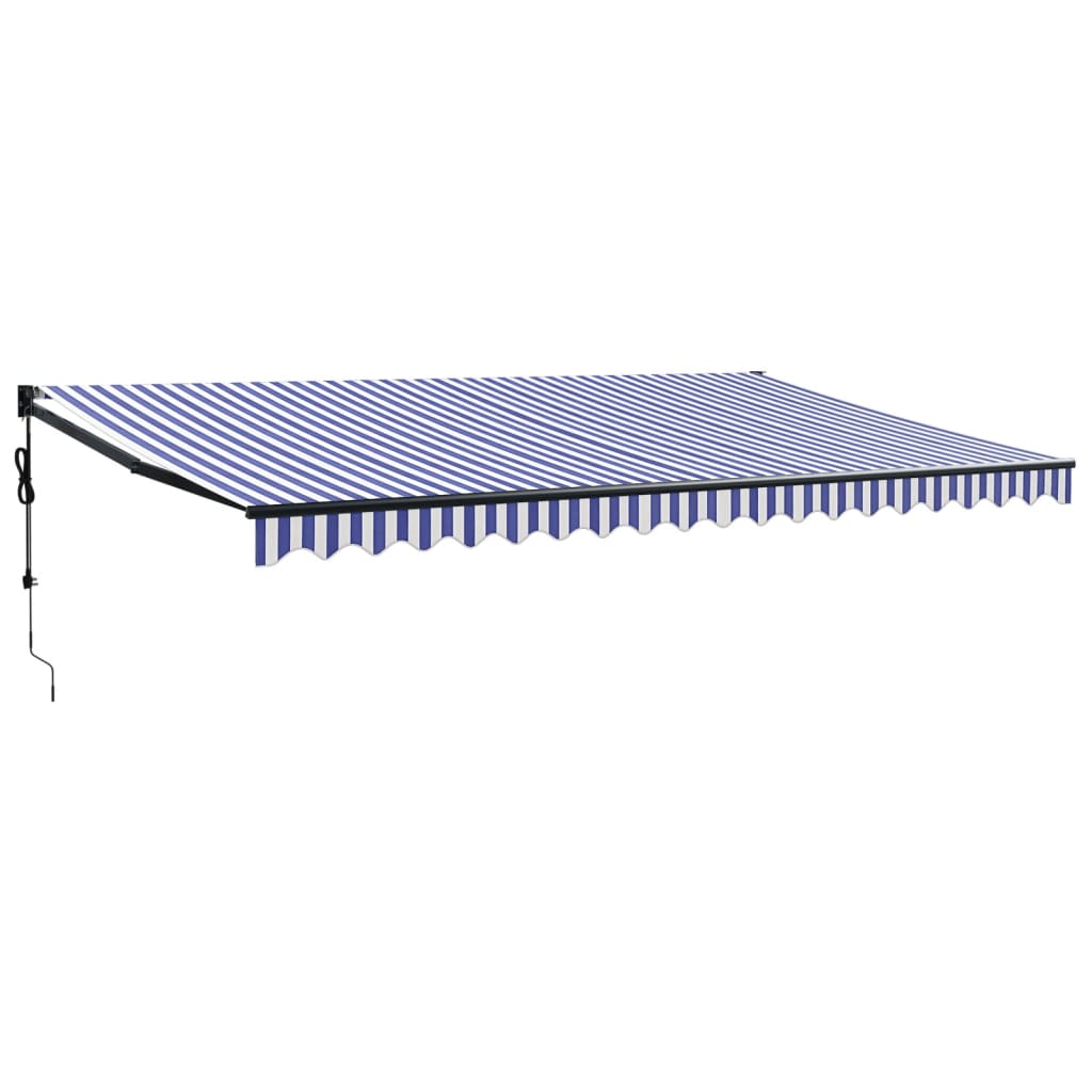 Auvent rétractable automatique bleu et blanc 5x3 m