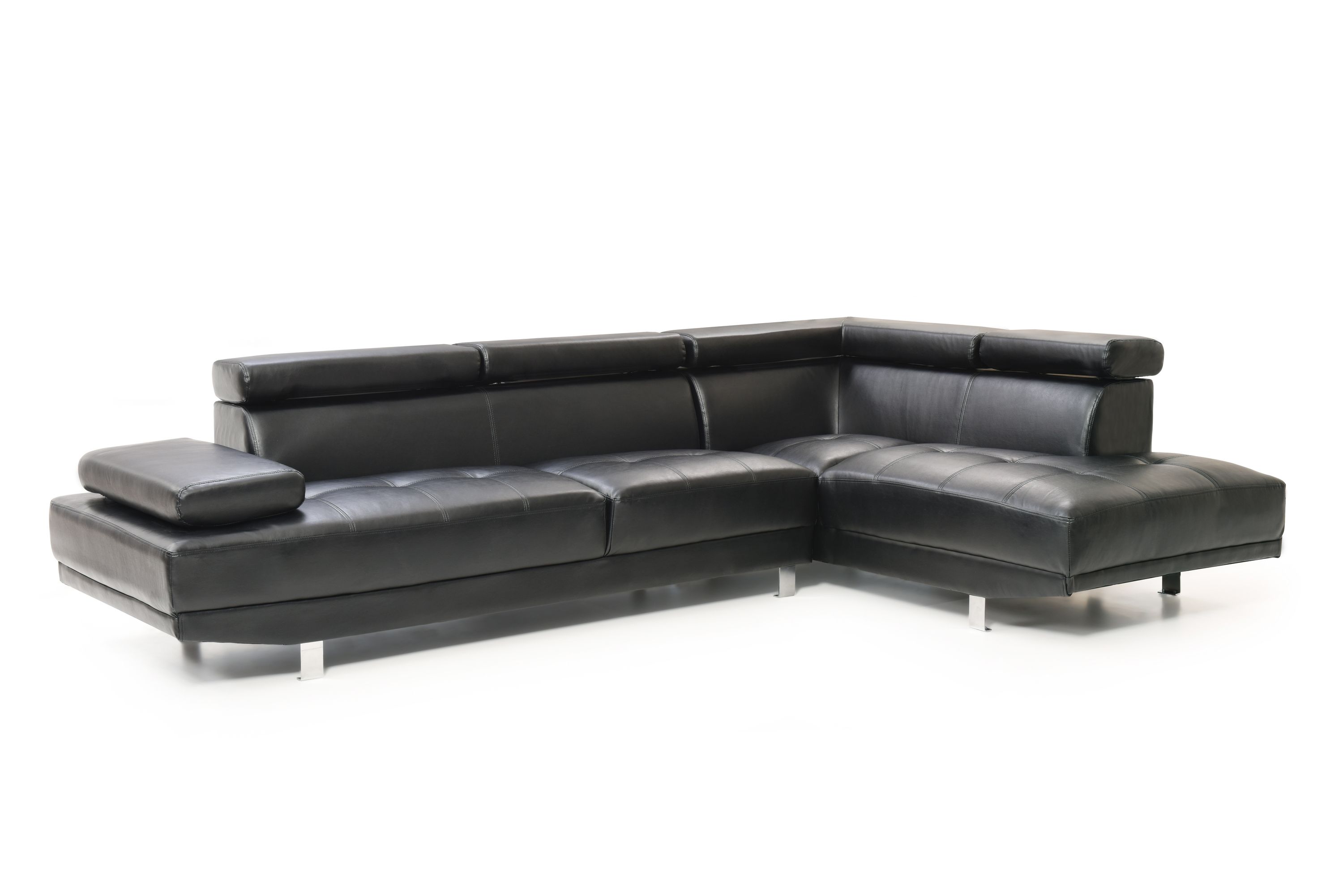 Ecksofa Leder PHILIP rechts schwarz