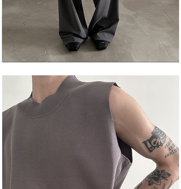 Nahagin - Effen gebreide tanktop met nephals