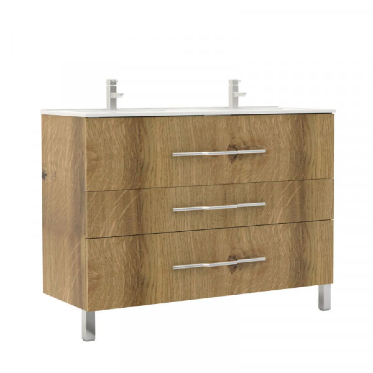 dansmamaison Meuble double vasque Chêne Rustique LANA