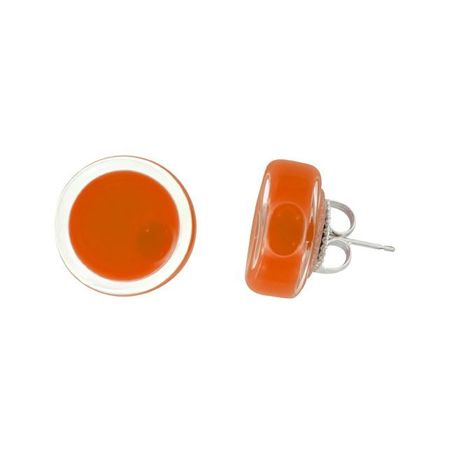 Boucles d'oreilles clou en verre soufflées - Cachou Milk