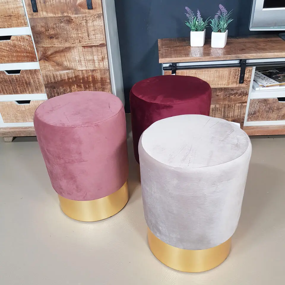 Parya Home -Fluwelen poef Ø32 H 42 cm Zitpoef