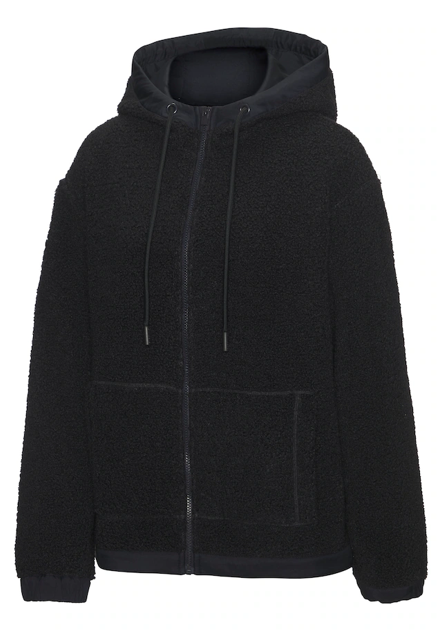 Elbsand Fleecejacke mit Kapuze Übergangsjacke aus Teddy-Fleece mit verstellbarer Kapuze
