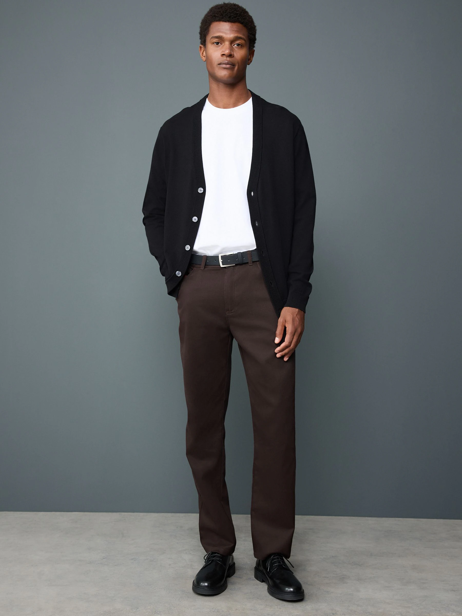 Bruin - Straight fit - Smart Brushed Cotton TENCEL™ Lyocell Blend Chinos With Belt