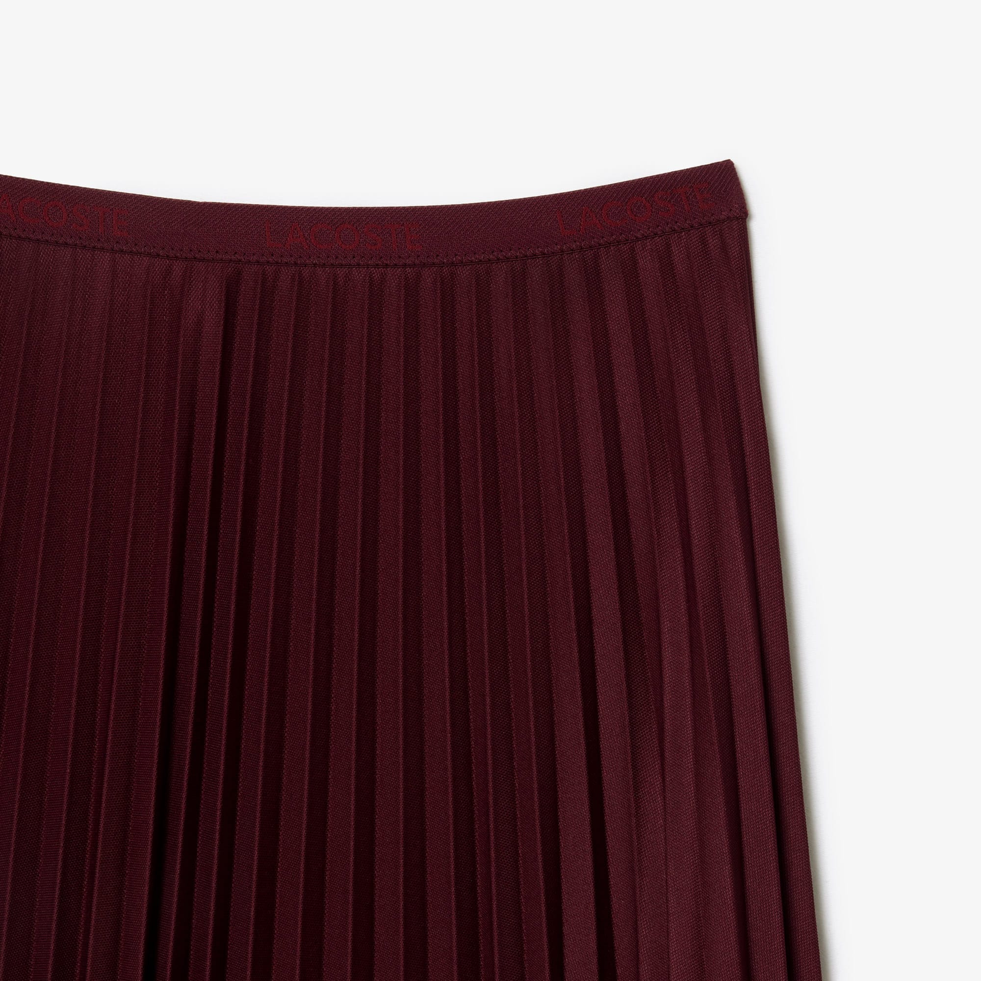 Jupe plissée unie fluide à taille élastiquée Robes & Jupes - Rouge - Lacoste - Femme