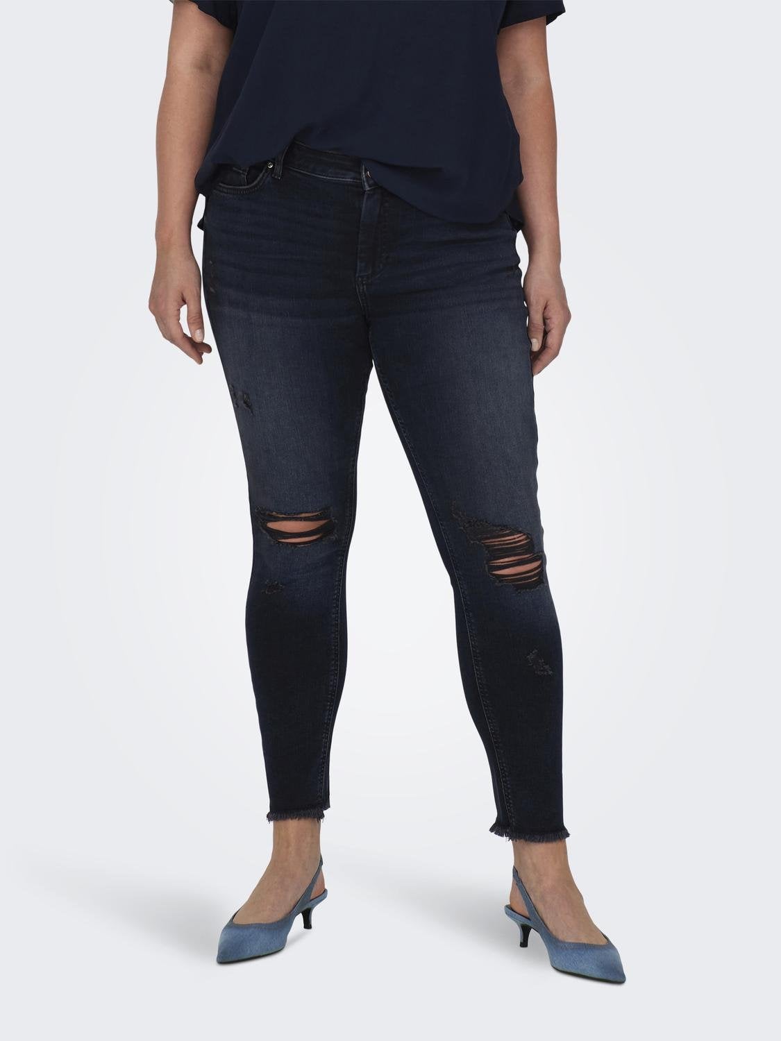 CARWILLY Mittlere Taille Skinny Fit Jeans Blue Black Denim