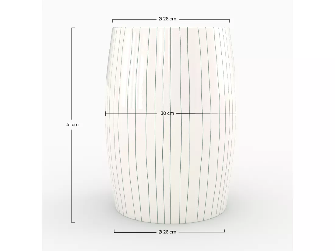 Table d'appoint ronde en métal blanc rayé D26 cm - Nello