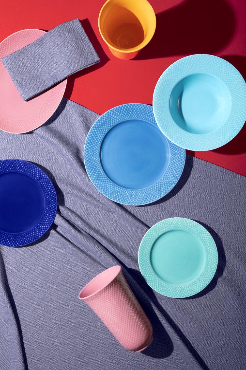 Lyngby Porcelæn  Rhombe Color middagstallerken, blå - Ø27 cm