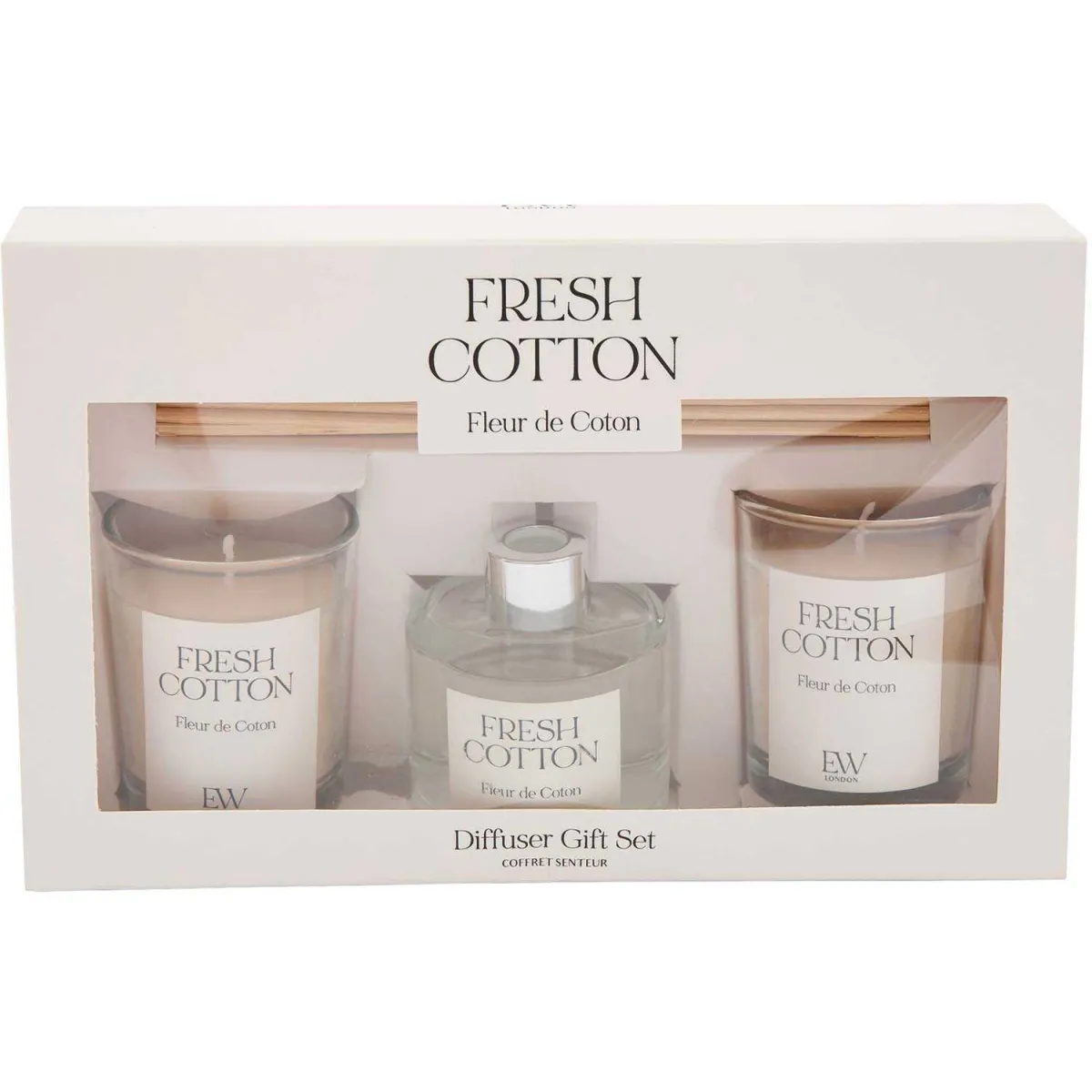 Sil Coffret 2 bougies parfumée et diffuseur 50ml Senteur coton