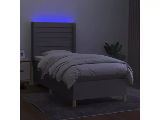 Sommier tapissier avec matelas et LED Gris clair 90x190cm Tissu