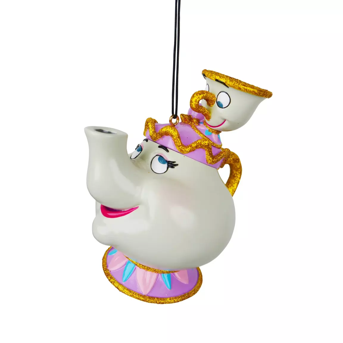Suspension de fête (H10 cm) Disney Mme Samovar et Zip Blanc