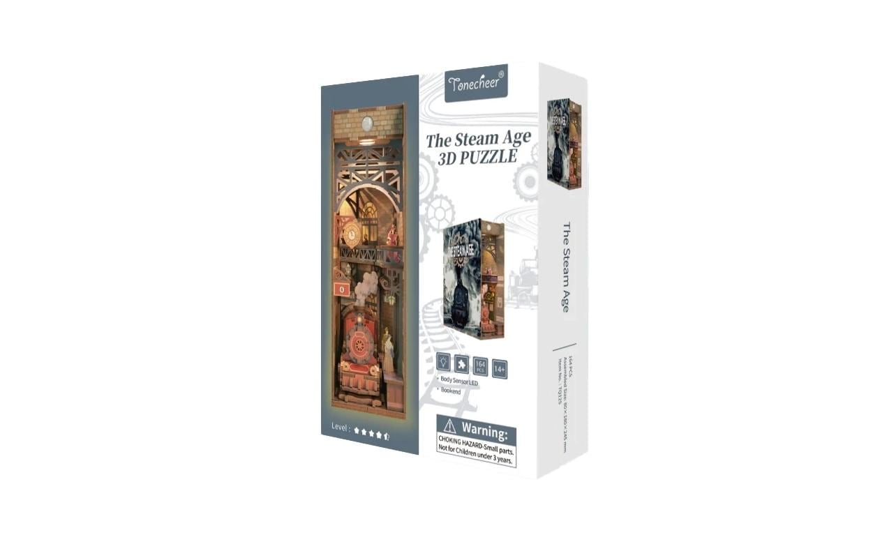 Bausatz Book Nook The Steam Age3D-Modell aus lasergeschnittenen Holzteilen