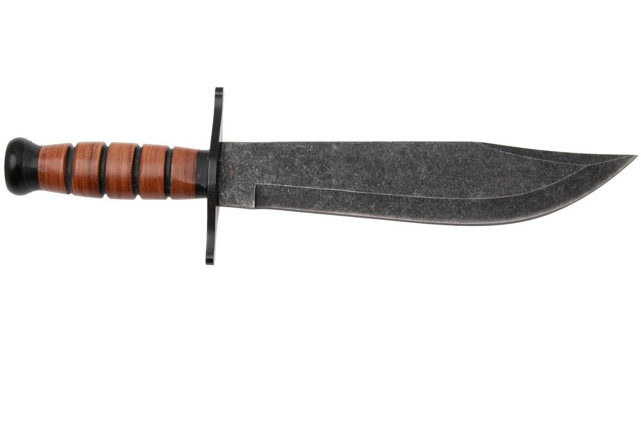 Rough Ryder Combat Bowie RR2586, Blackwashed Stainless, Stacked Leather, vaststaand mes