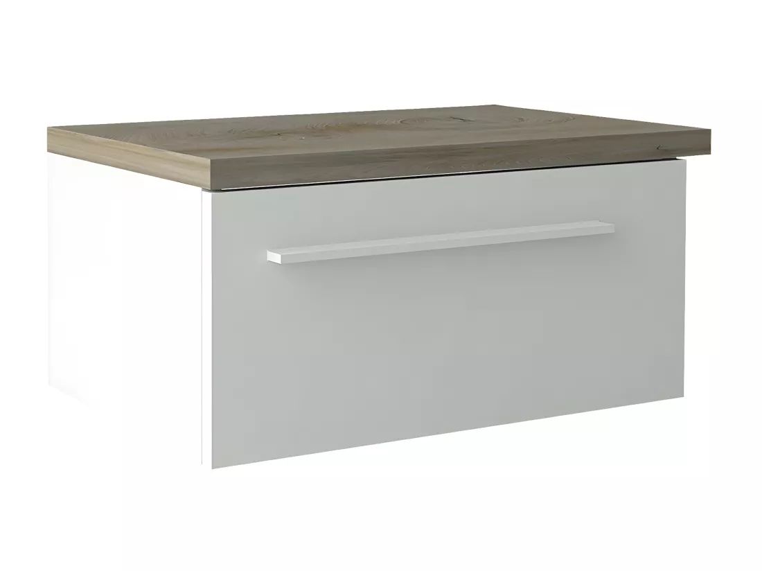 NINO LIGHT - Lit 140x190cm avec Leds et Chevets Suspendus + Commode