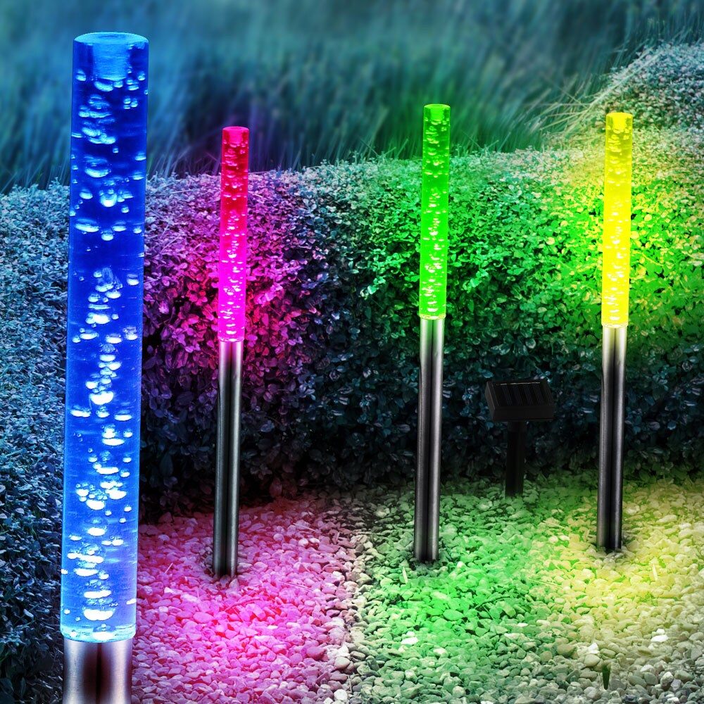 4er Set RGB LED Solar Steckleuchten, Höhe 48 cm