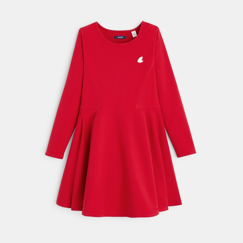 Robe unie en jersey milano rouge fille