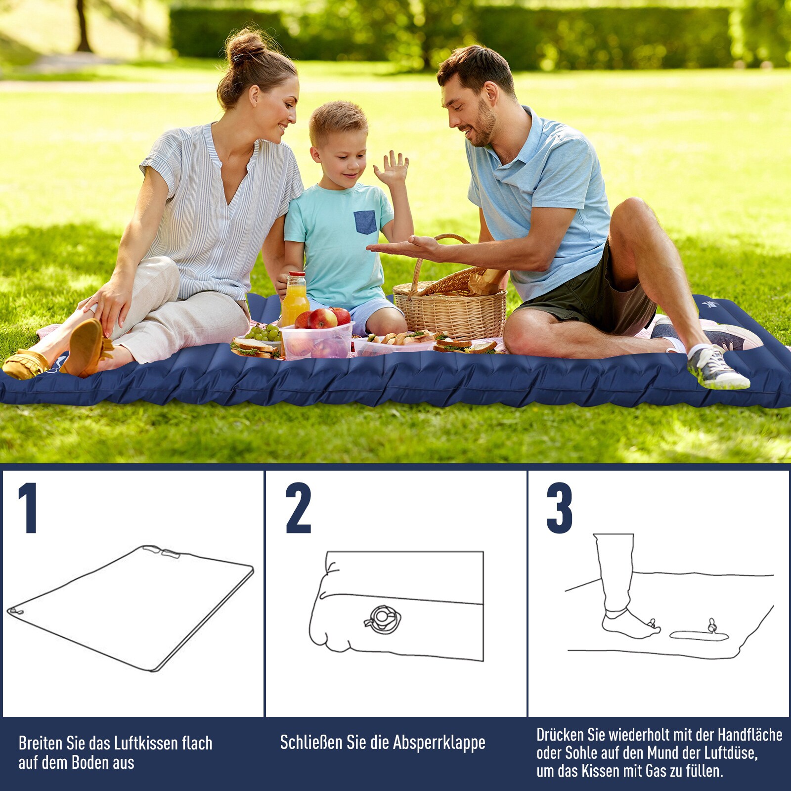 Outsunny Luftmatraze blau 195 x 138 x 10 cm (LxBxH)