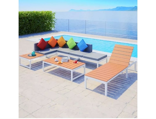 LES TENDANCES - Salon extérieur Salon de jardin-blanc-6 places-128x66x65-124342