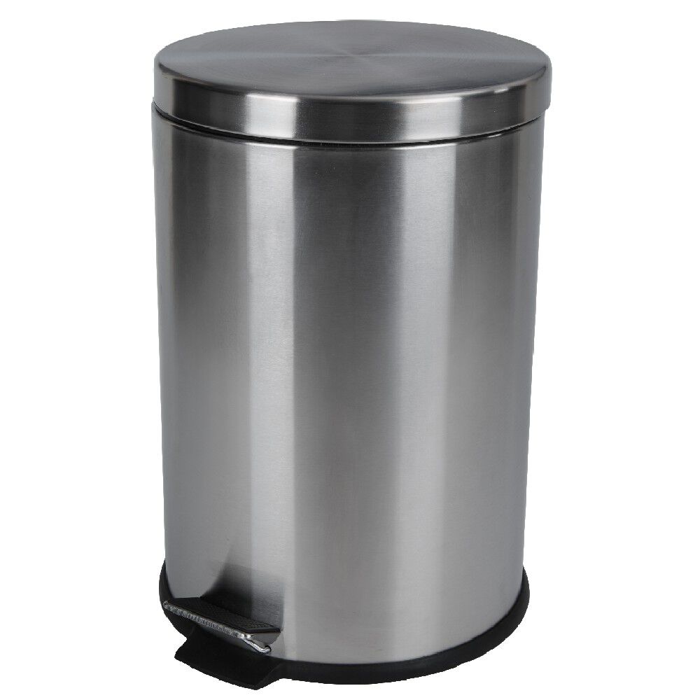 Poubelle ronde pédale gris métallisé 20 L