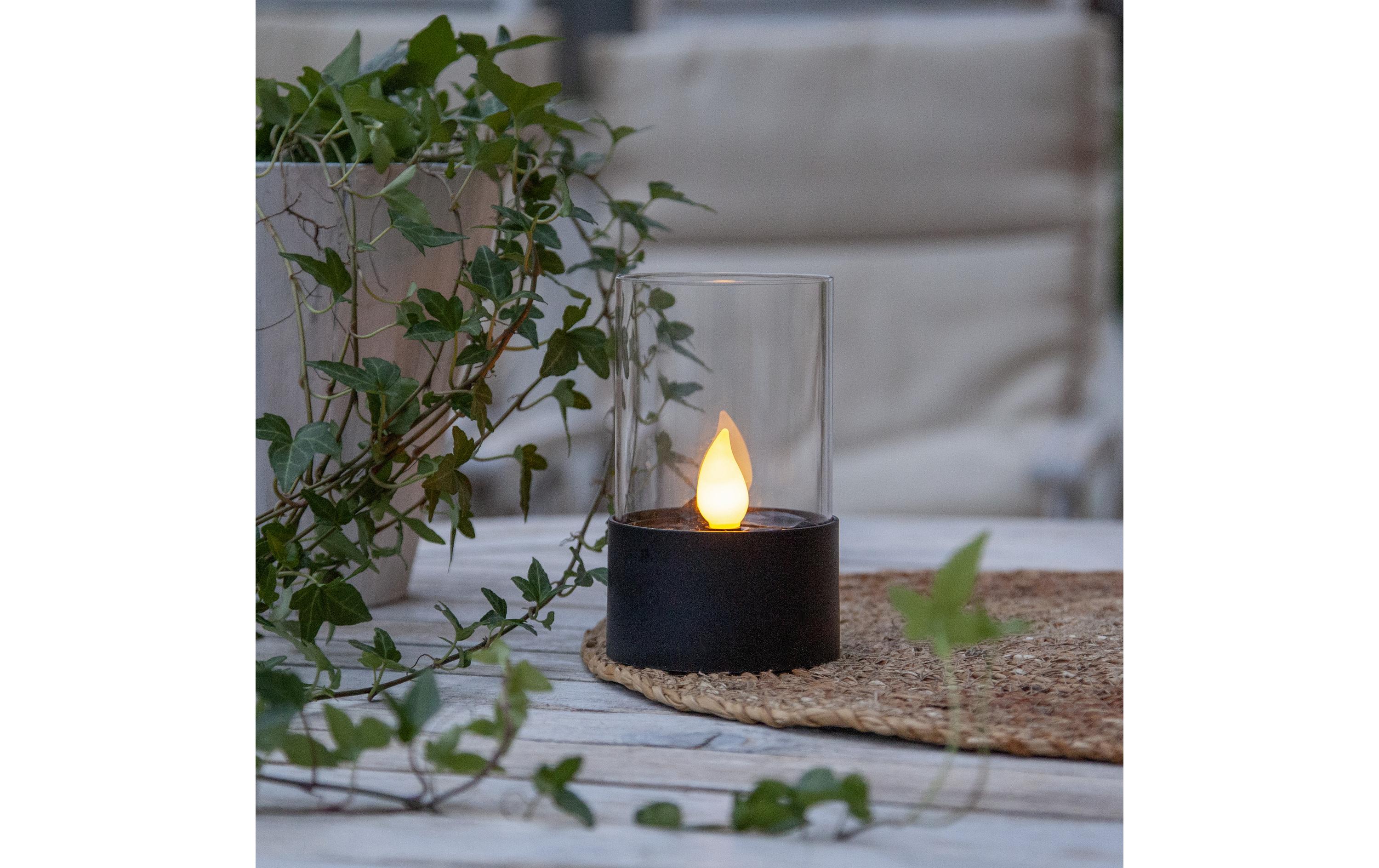 LED-Kerze Solar Puloun, Ø 8.5 x 14 cm, SchwarzKünstliche Solar Kerze mit beweglicher Flamme