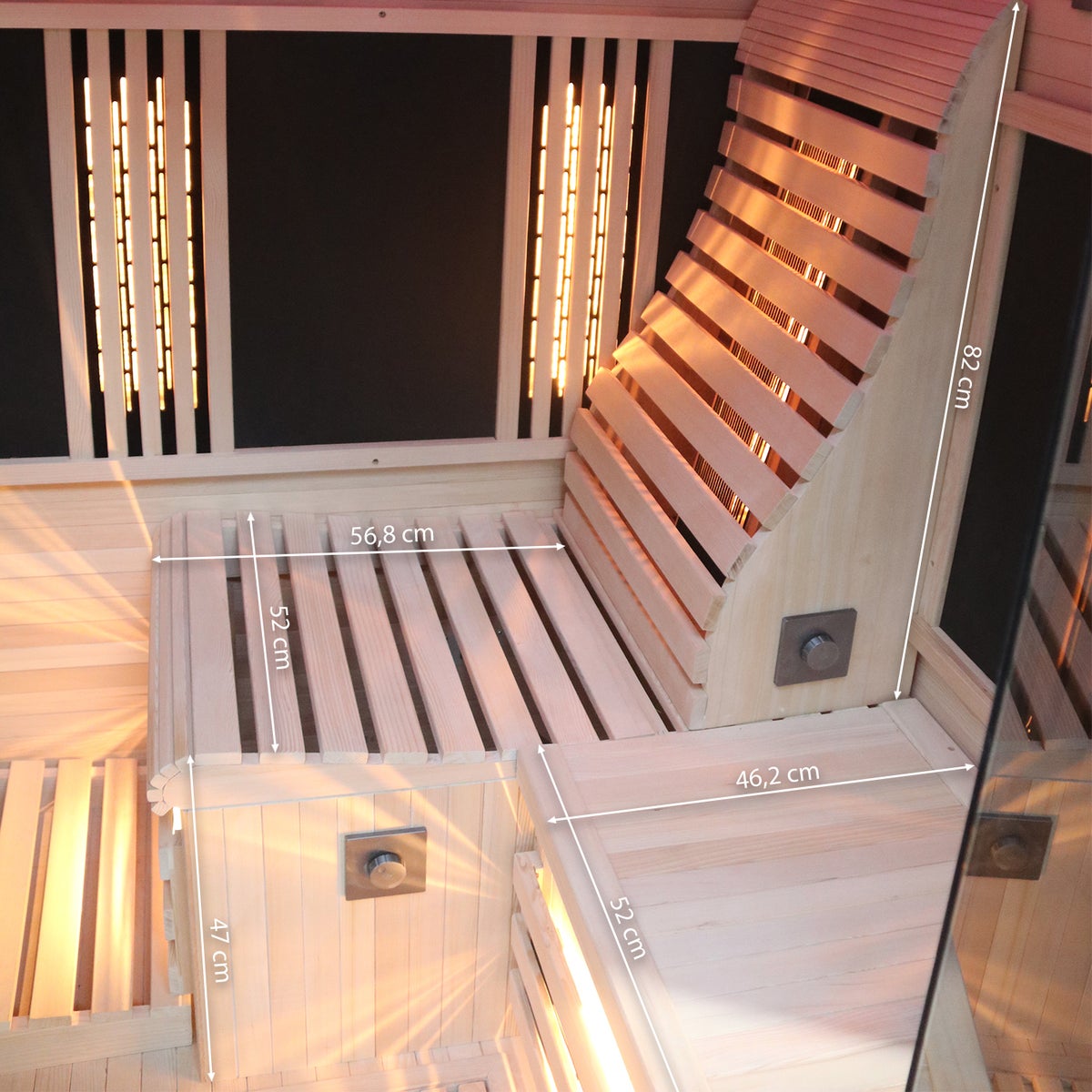 Dewello® Infraroodsauna Infraroodcabine OTTAWA 140x120cm 1-2 personen incl. 6 Full Spectrum-stralers, 2 koolstofstralers, 2 personen