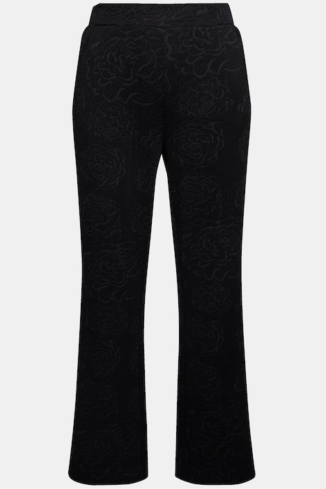 Jacquard-Jerseyhose, Blüten, weites Bein, Elastikbund