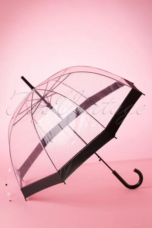 So Rainy Lady Dot transparante koepelparaplu in zwart