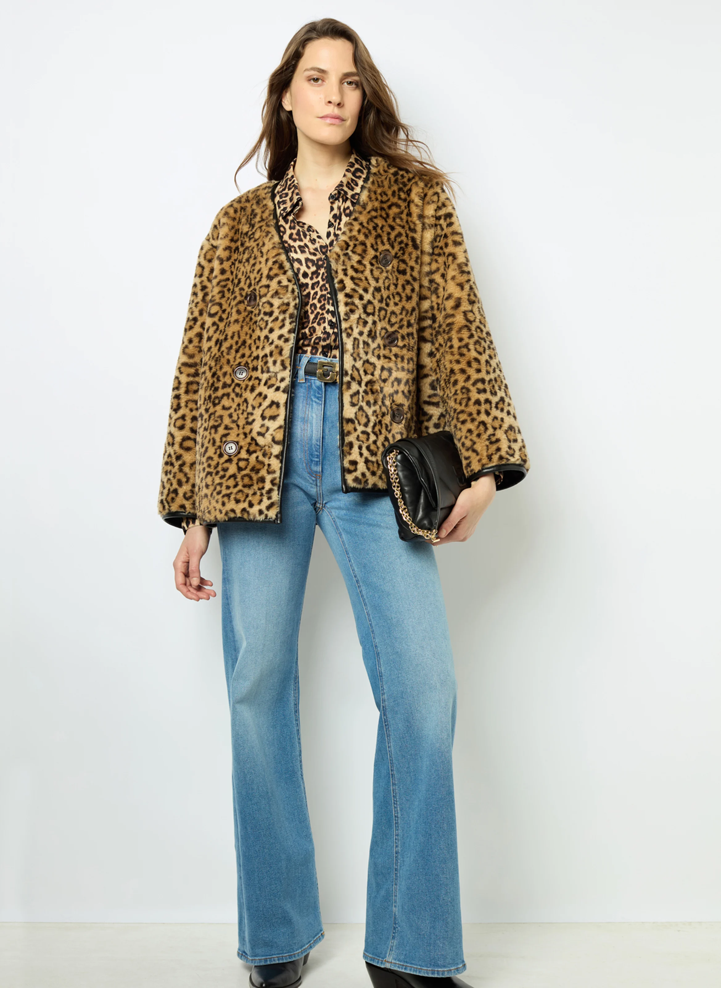 LAISSA - Manteau droit col V | Marron