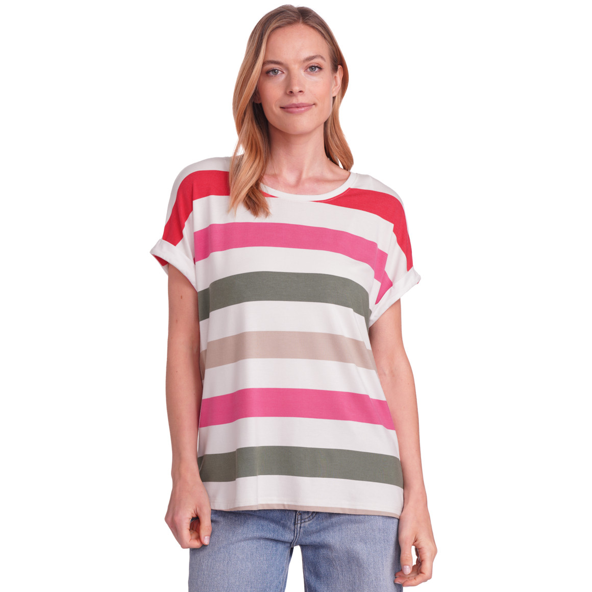 Gina Benotti Damen T-Shirt mit Print rot / pink / cremeweiss