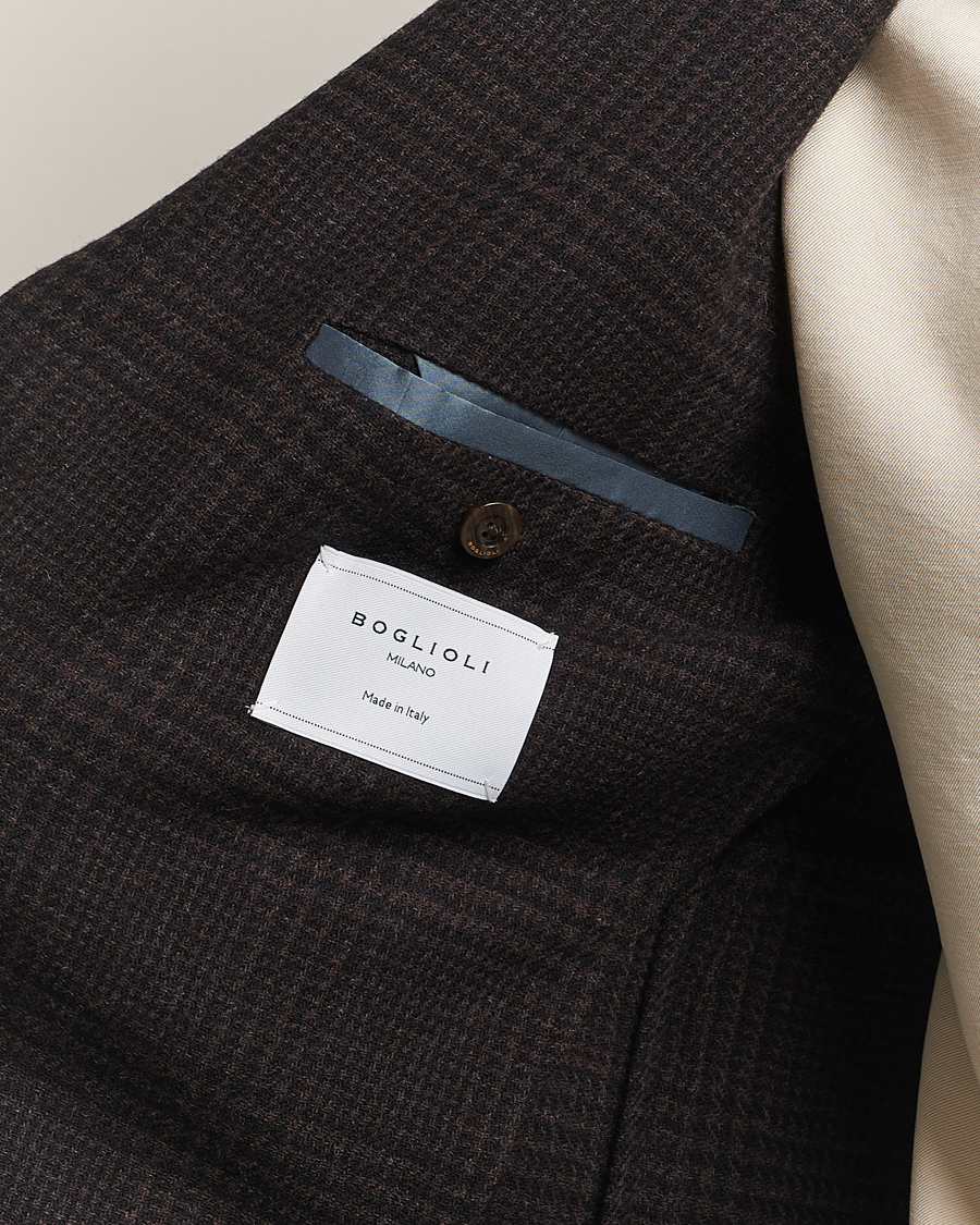 Boglioli K Jacket Cashmere/Wool Check Blazer Dark Brown