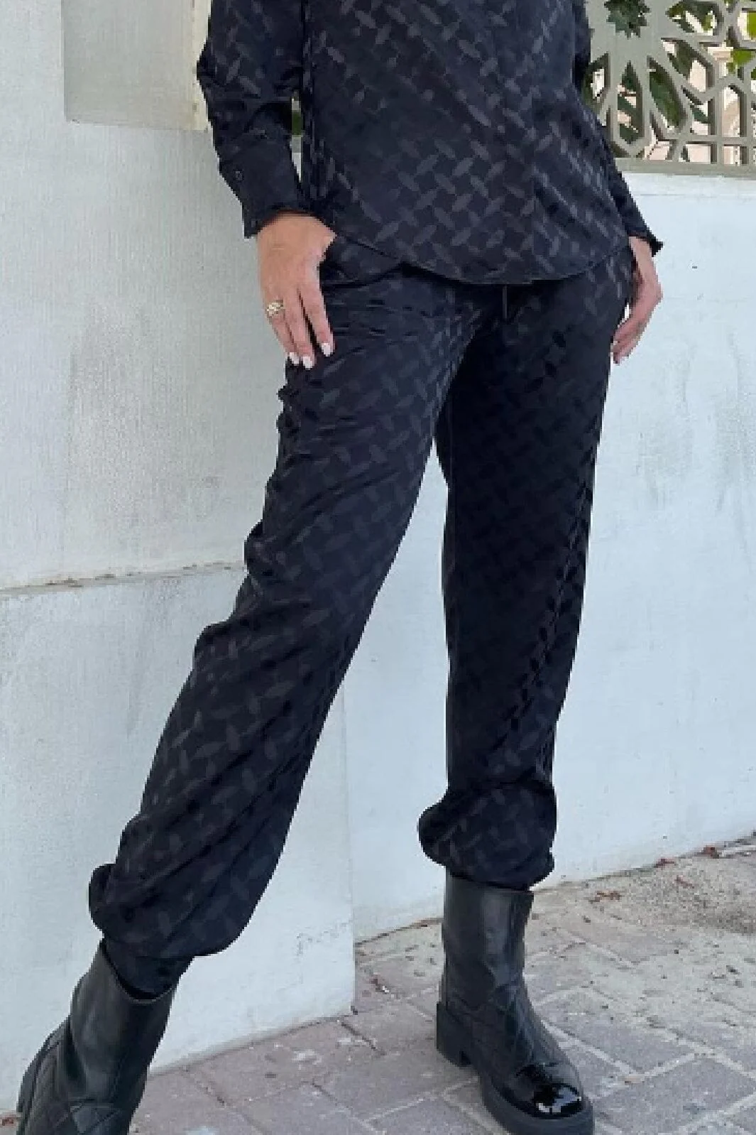 Karmamia Cora Pants black keffiyeh jacquard