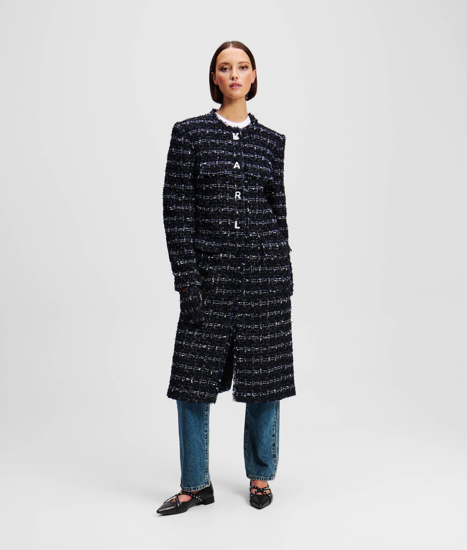 MANTEAU LONG EN BOUCLÉ - Boucle marine foncée