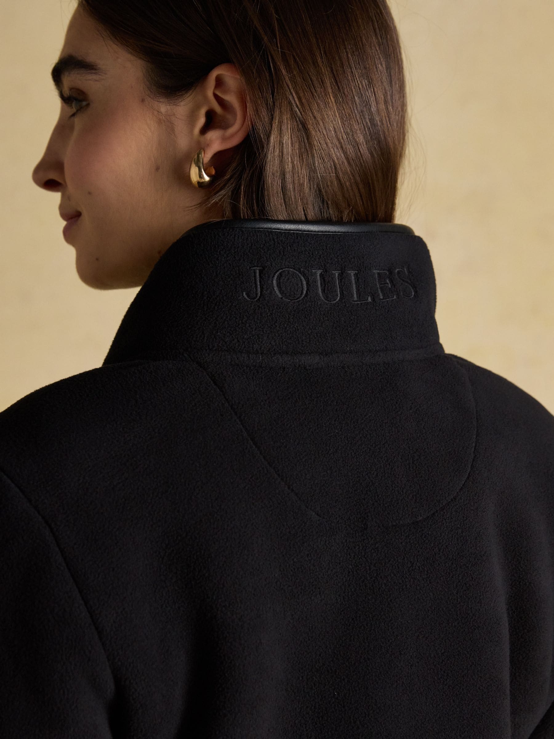 Zwart - Heritage fleece met doorlopende rits