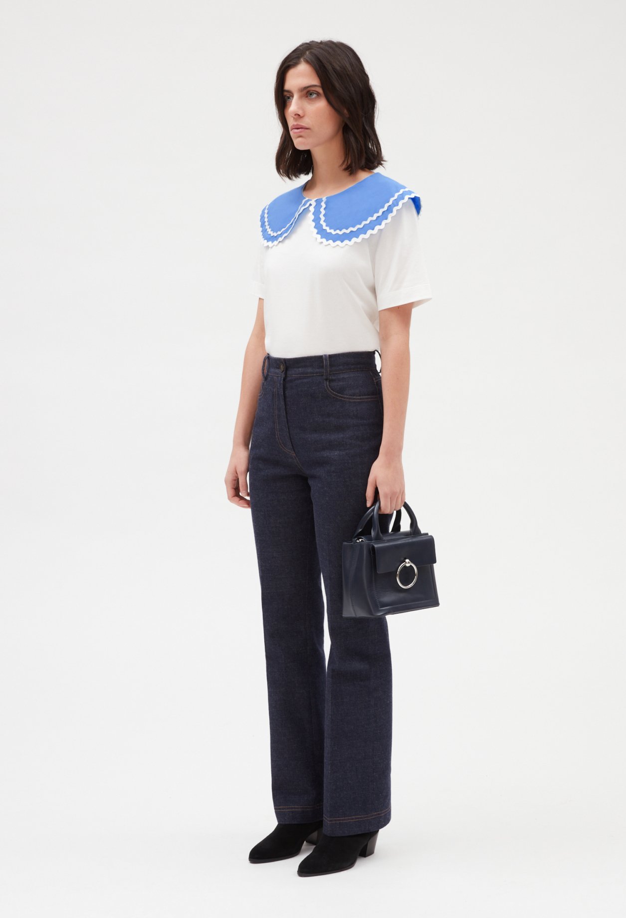 T-shirt col claudine ecru