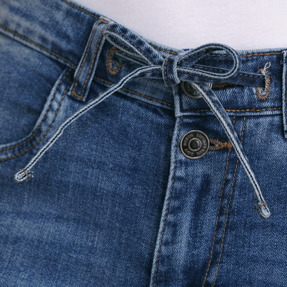 Gina Damen Boyfriend-Jeans mit Tunnelzug blau