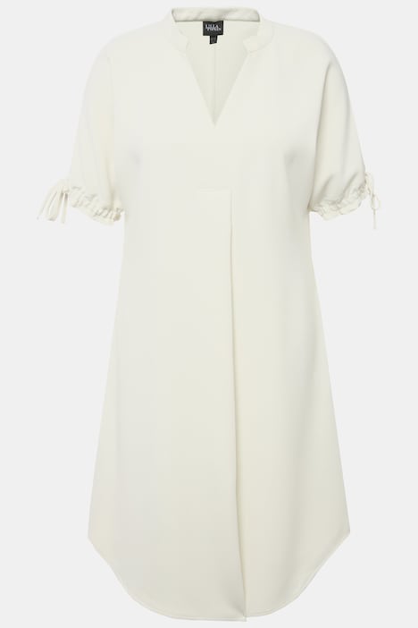 Minikleid, Krepp, Oversized, V-Ausschnitt, Halbarm