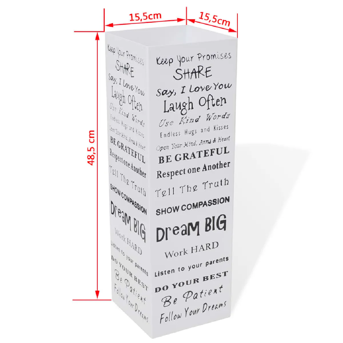 vidaXL Blanc Carré Porte-parapluie Stockage pour cannes bâtons Acier 48,5 cm