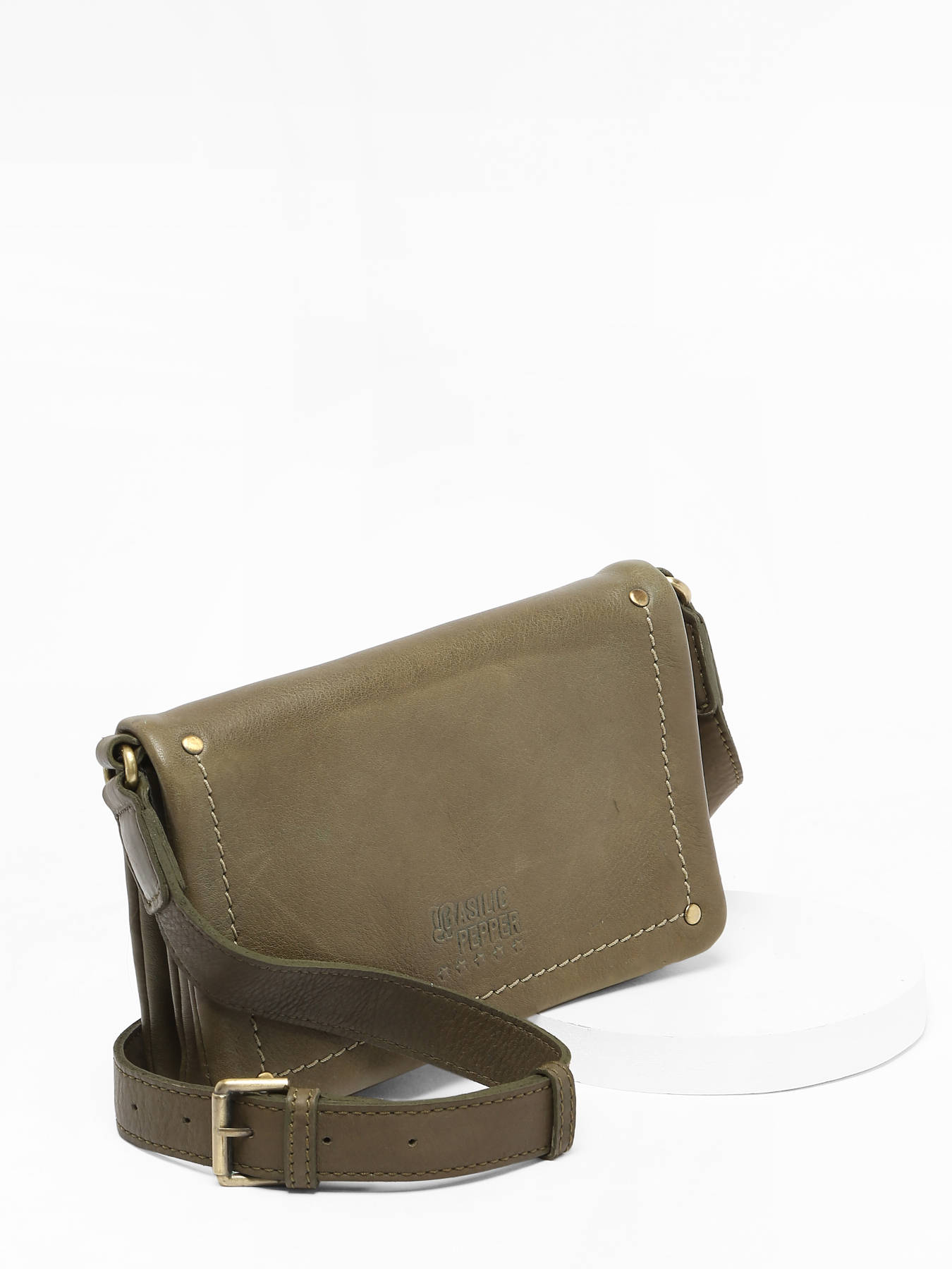 Sac bandoulire Boston cuir BASILIC PEPPER