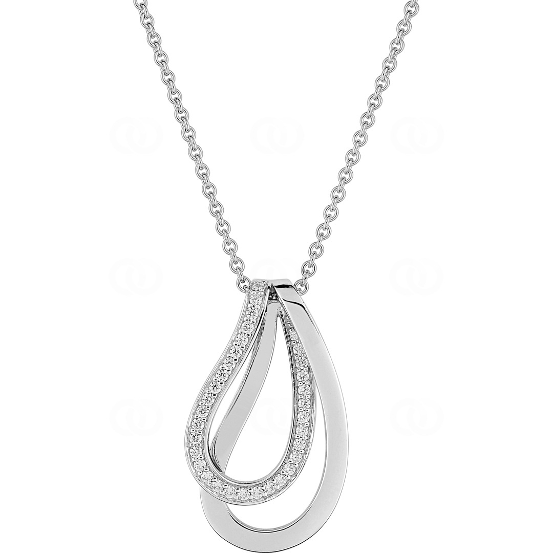 Collier mit Anhänger 925 Silber rhodiniert mit Zirkonia 43cm