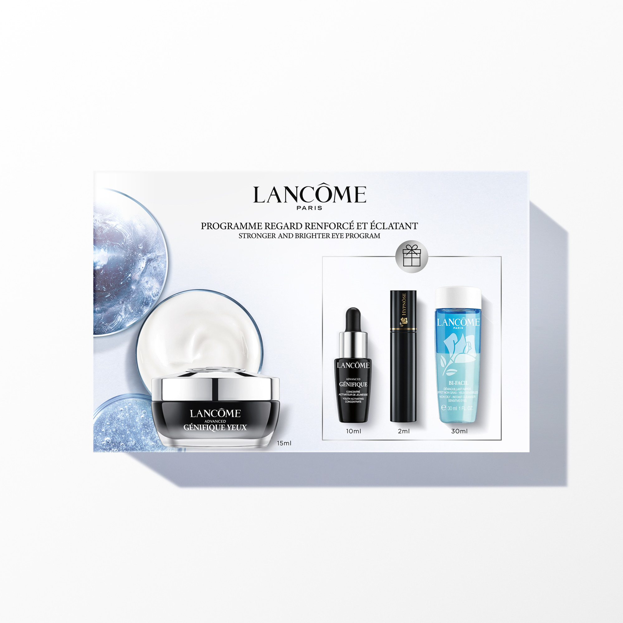 Lancôme Genifique Eye Cream Set 2023<br>1 Stück, Genifique New Eye Cream Genifique Serum Mini-Mascara Bi-Facil