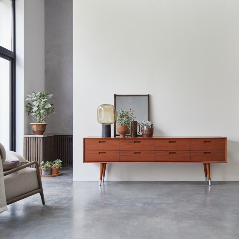 Commode basse en acajou massif Magda 50's